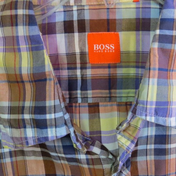 Vintage BOSS orange label short sleeve snap button up Large Size - Picture 4 of 8